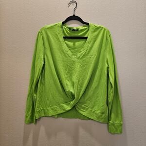 Lauren by Ralph Lauren V-Neck Front Tie Light Weight Lime Green Top Size Large